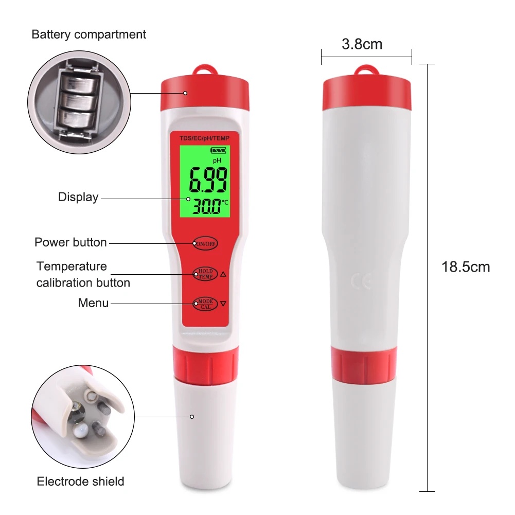 4 IN 1 TDS PH Meter PH/TDS/EC/ - Ph Meter Digital Water Tester recension och pris